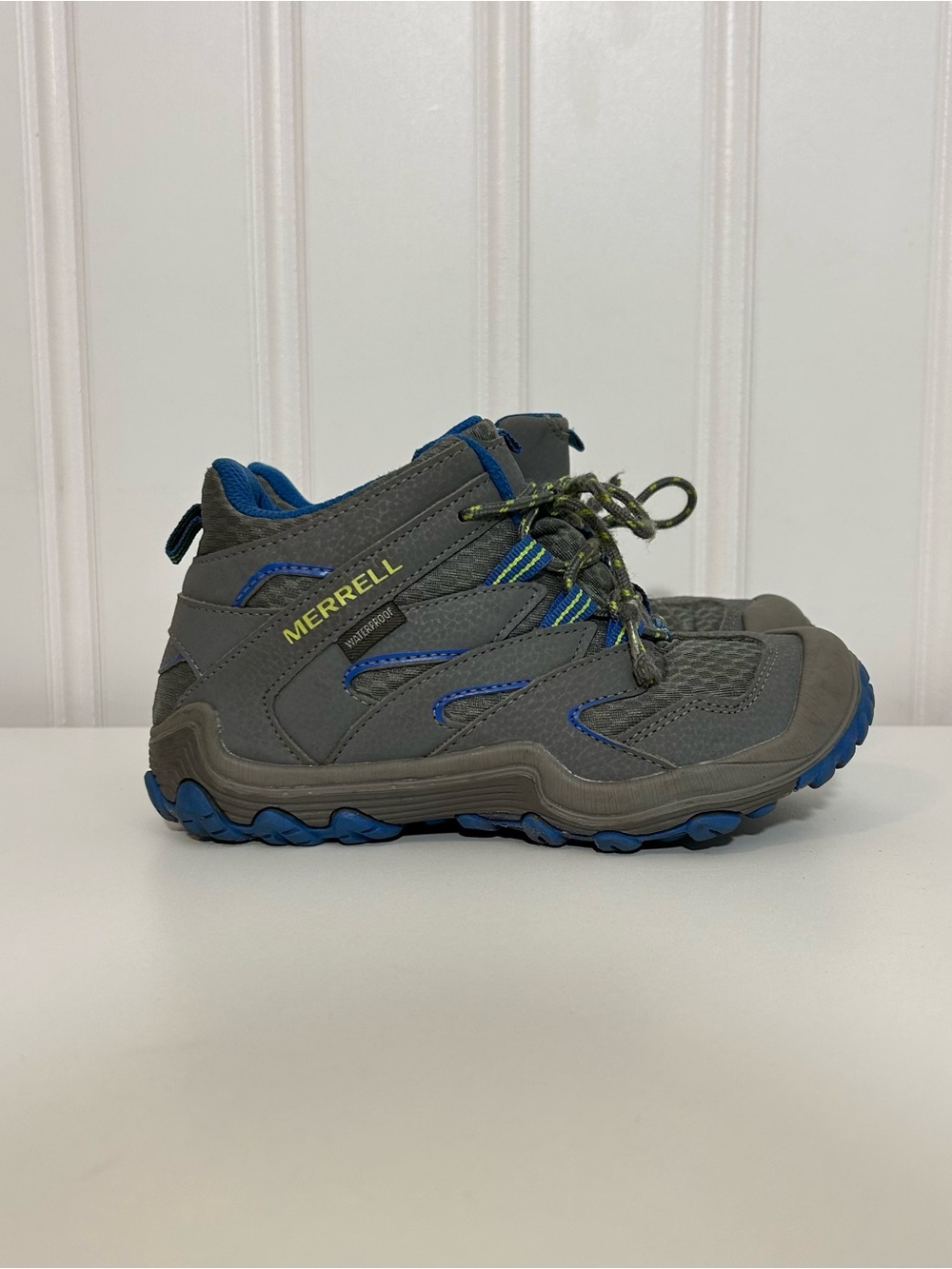 Merrell chameleon Kids Grey blue lace Hiking Boots trail kids 2